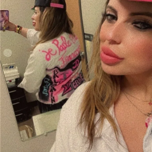 Custom painted white denim size medium Jean jacket “ - Picture 8 of 16